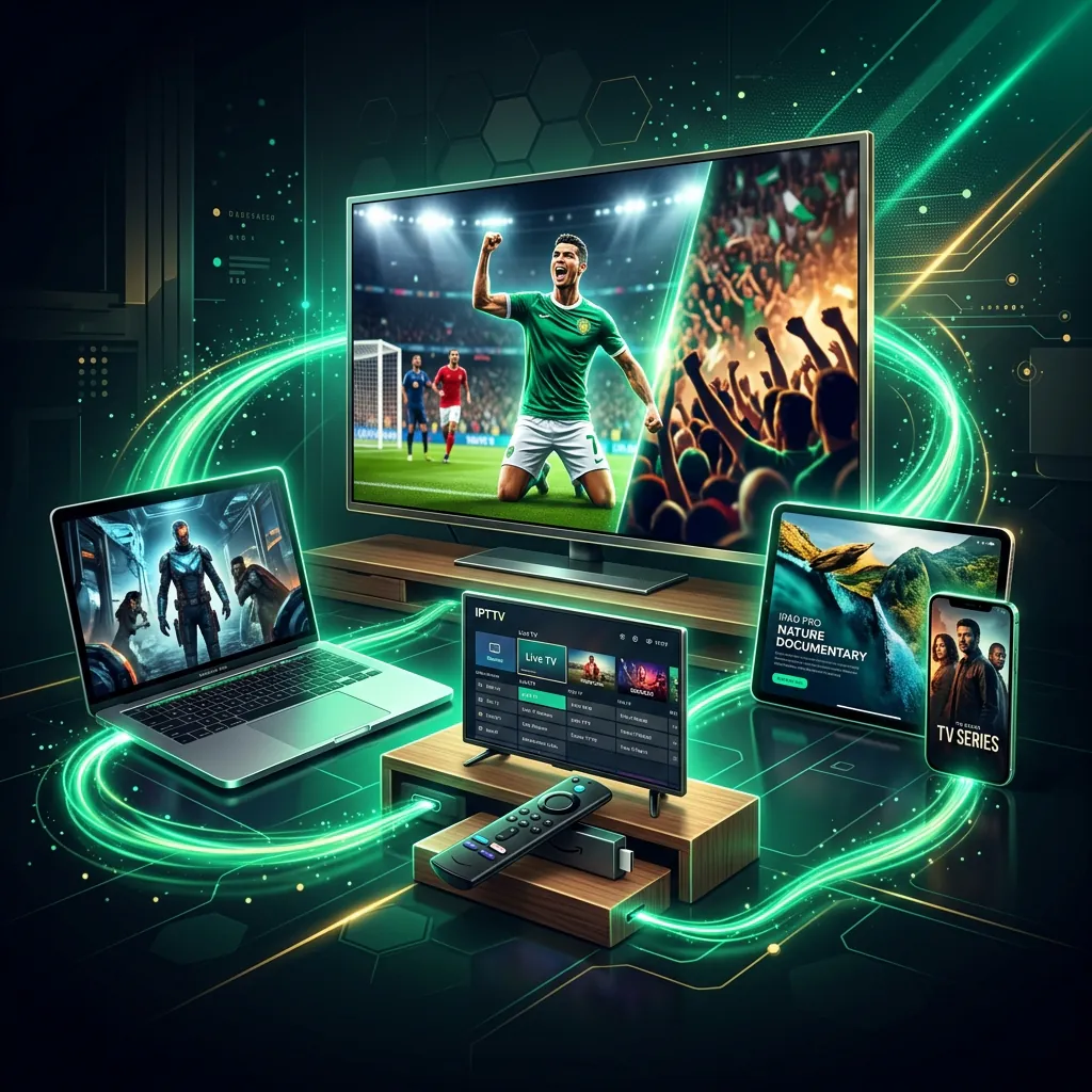 Marinios IPTV works on all devices — Smart TV, laptop, tablet, phone, and Firestick